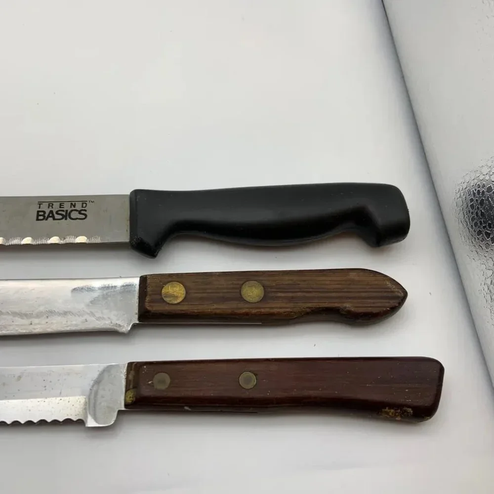 Set of 3 Vintage Unique Kitchen Knives Cutlery Set